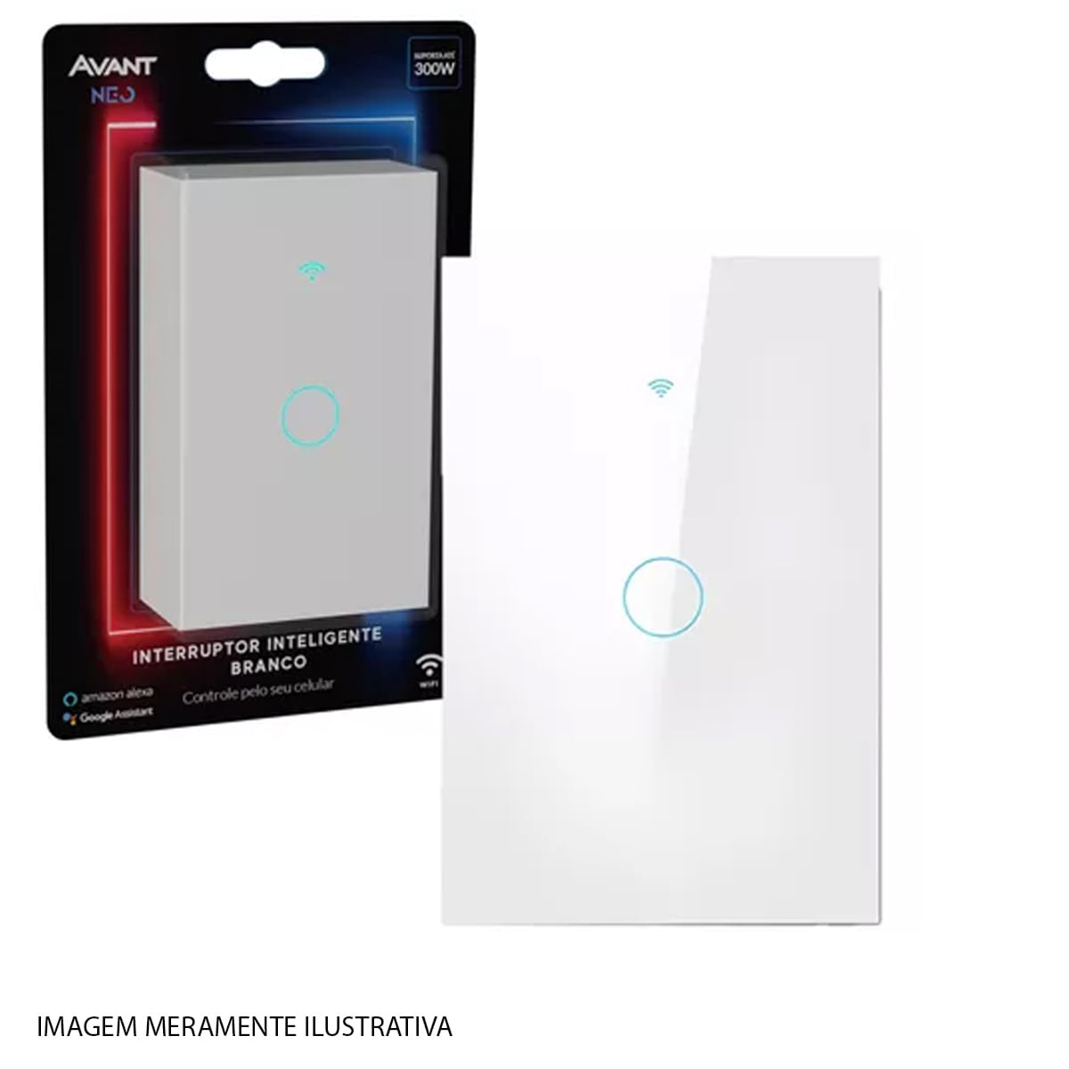 Interruptor Inteligente Smart Wifi Touch 1 Botão 10A Bivolt 4x2 Branco Neo Com Comando Voz Alexa/Google Avant