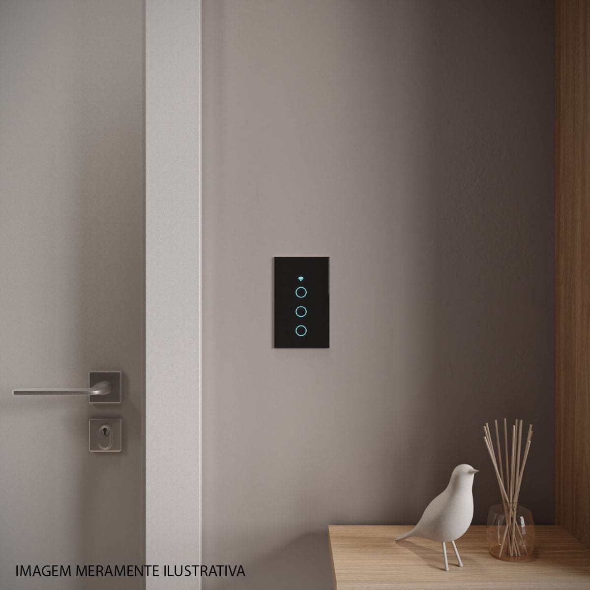 Interruptor Inteligente Smart Wifi Touch 3 Botões 10A Bivolt 4x2 Preto Neo Com Comando Voz Alexa/Google Avant