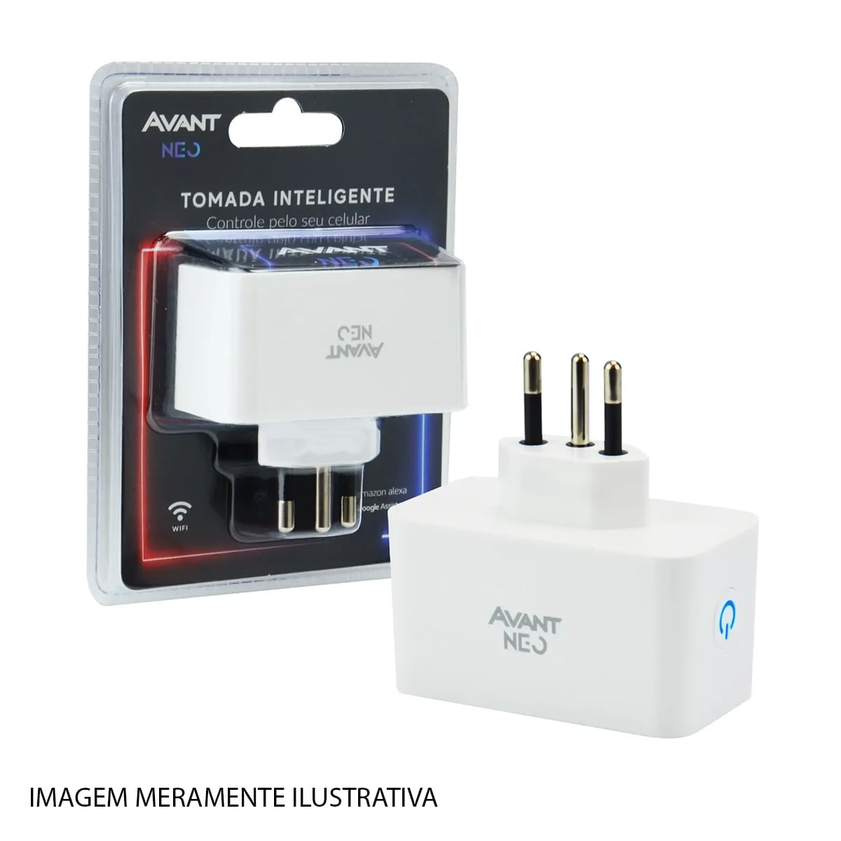 Tomada Inteligente Smart Wifi 2P+T Hexagonal 10A Bivolt Branco Neo Android/Ios Com Comando Voz Alexa/Google Avant