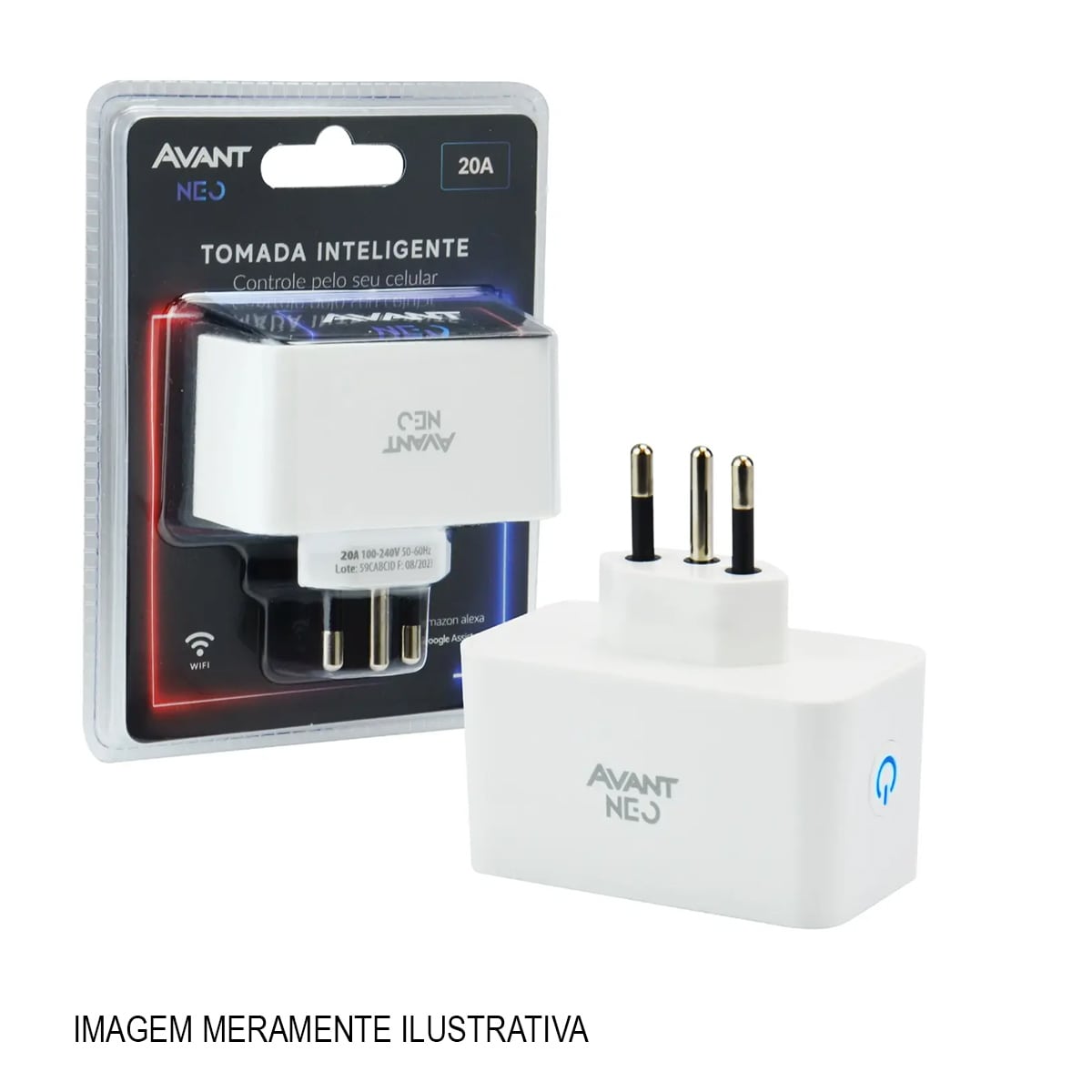 Tomada Inteligente Smart Wifi 2P+T Hexagonal 20A Bivolt Branco Neo Android/Ios Com Comando Voz Alexa/Google Avant