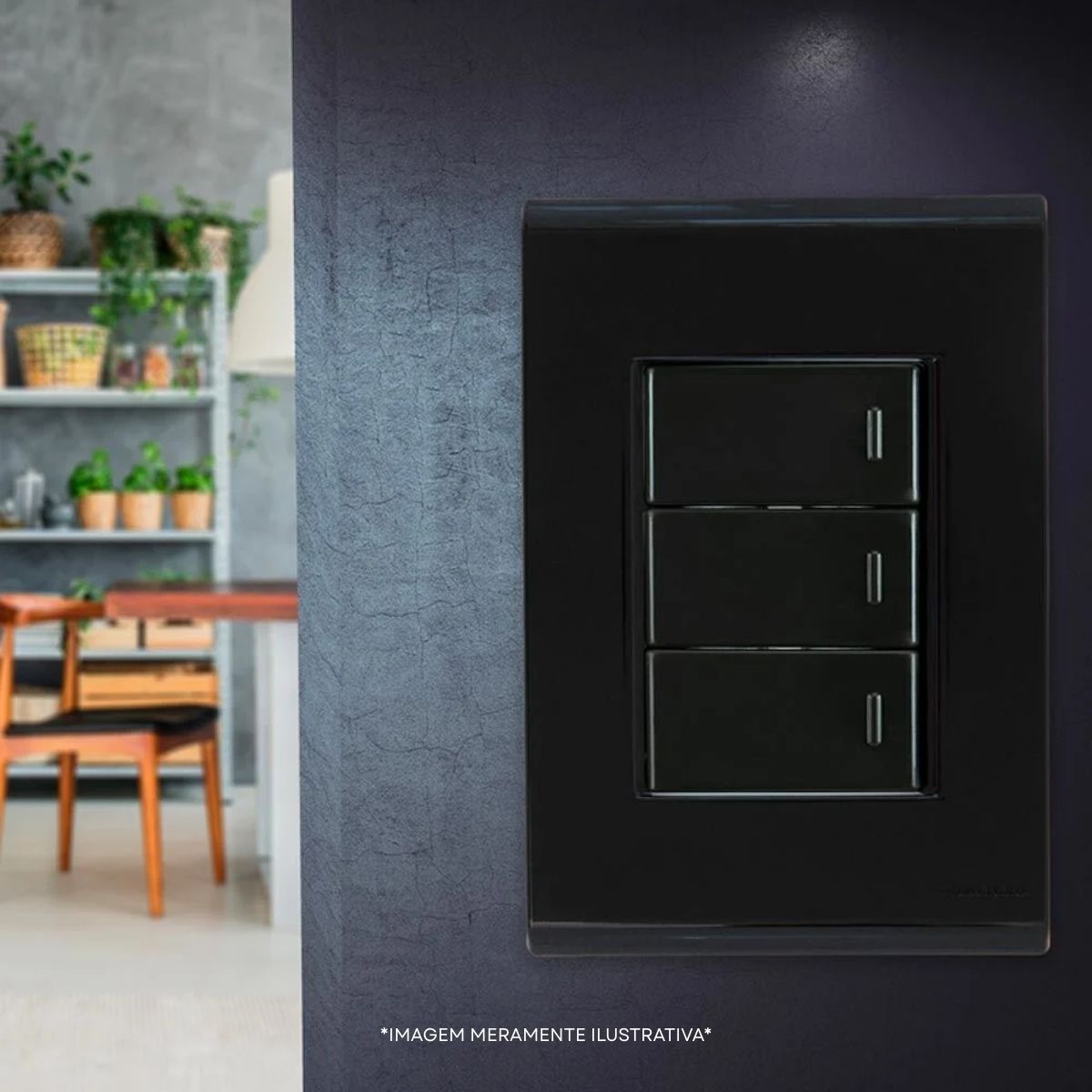 Placa Acabamento 4X2 3 Postos Grafite Liz - Tramontina