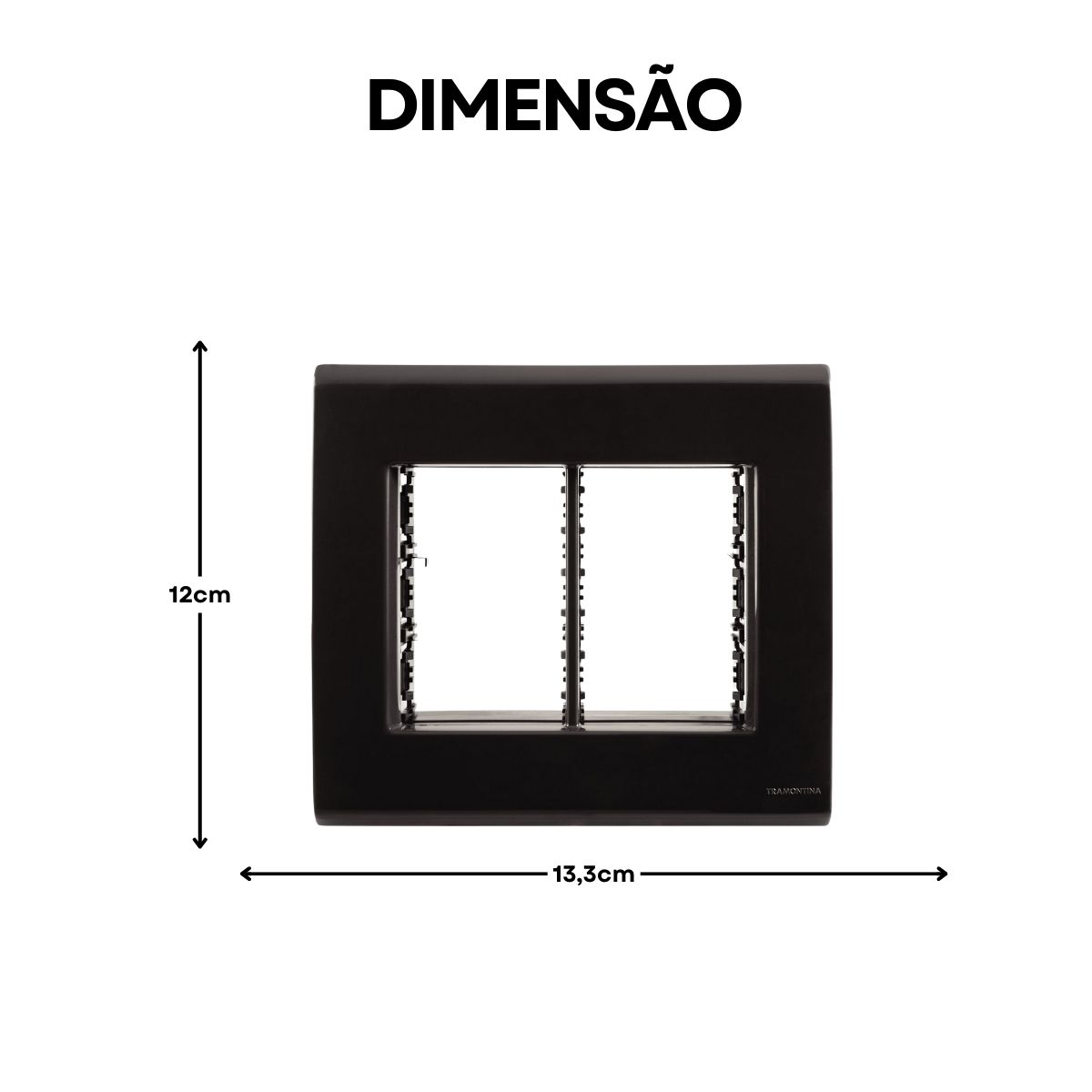 Placa Acabamento 4X4 3+3 Postos Grafite Liz - Tramontina