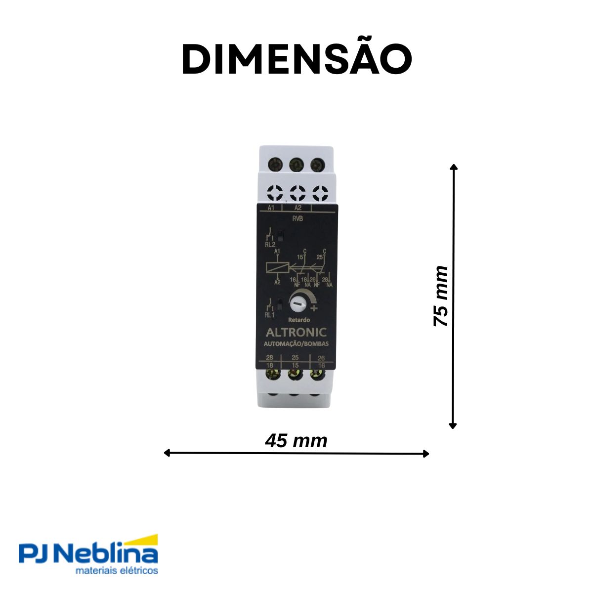 Relé Controle Revezamento Bomba Superior/Inferior Escala 0-6Seg 2Rev (Spdt) - Altronic