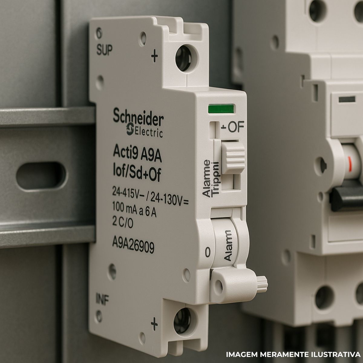Contato Auxiliar Acti9 A9A Iof/Sd+Of 24-415Vca/24-130Vcc 2C/O 100Ma A 6A Conexão Sup/Inf - Schneider