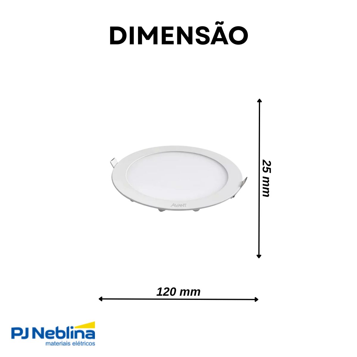 Luminária Painel Led Embutir Redondo Branca 6W Bivolt 3000K Branco Quente 360Lm Dif Policarbonato - Avant