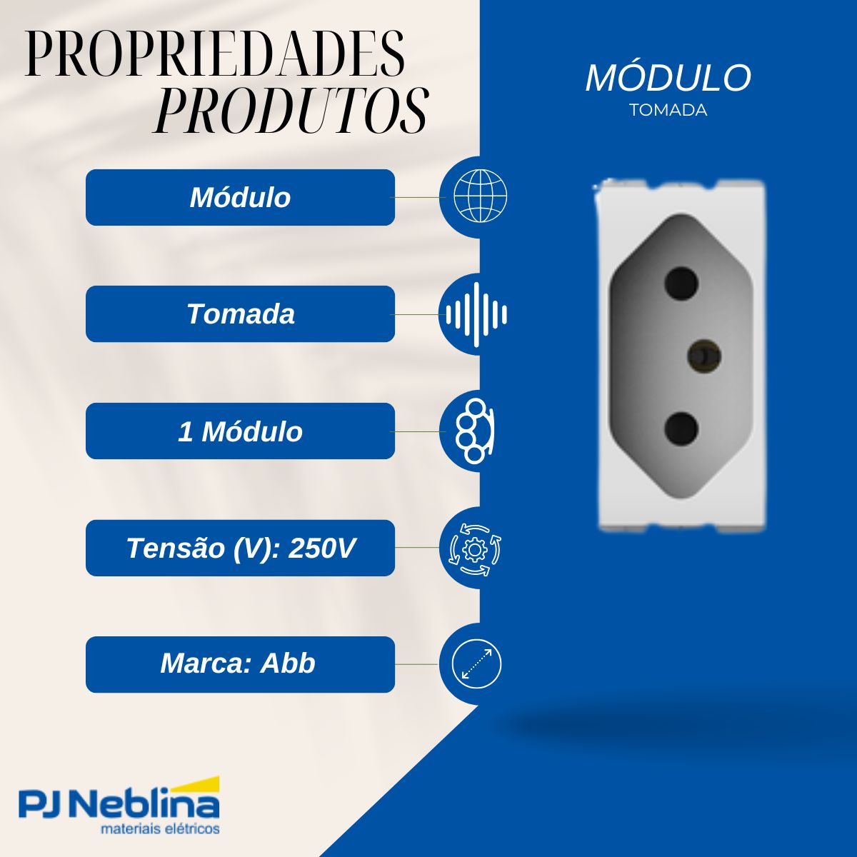 Modulo Tomada 2P+T 1 Modulo 10A 250V Branco Origen - Abb