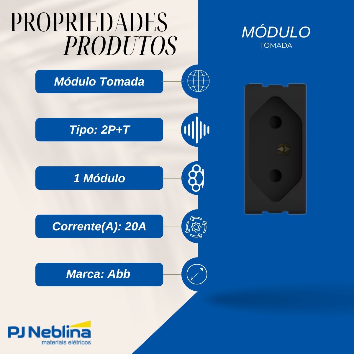 Modulo Tomada 2p+t 1 Mod 20a 250v Pt Origen