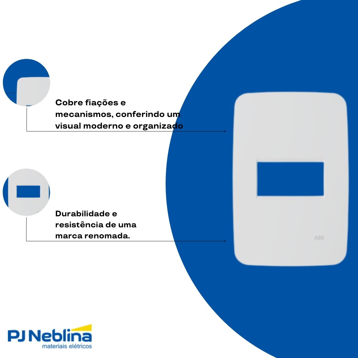 Placa Acabamento 4X2 1 Posto Horizontal Branco Origem - Abb