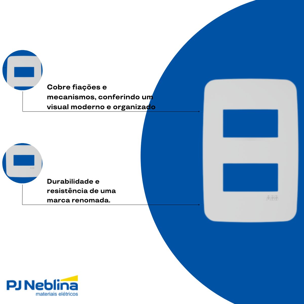 Placa Acabamento 4X2 2 Postos Horizontal Branco Origem - Abb