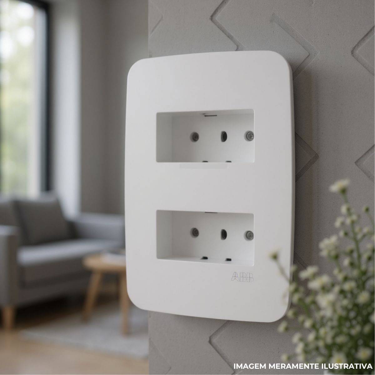 Placa Acabamento 4X2 2 Postos Horizontal Branco Origem - Abb