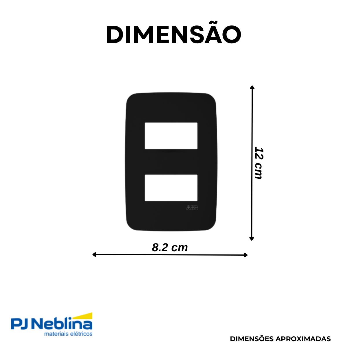 Placa Acabamento 4X2 2 Postos Horizontal Preto Origen - Abb