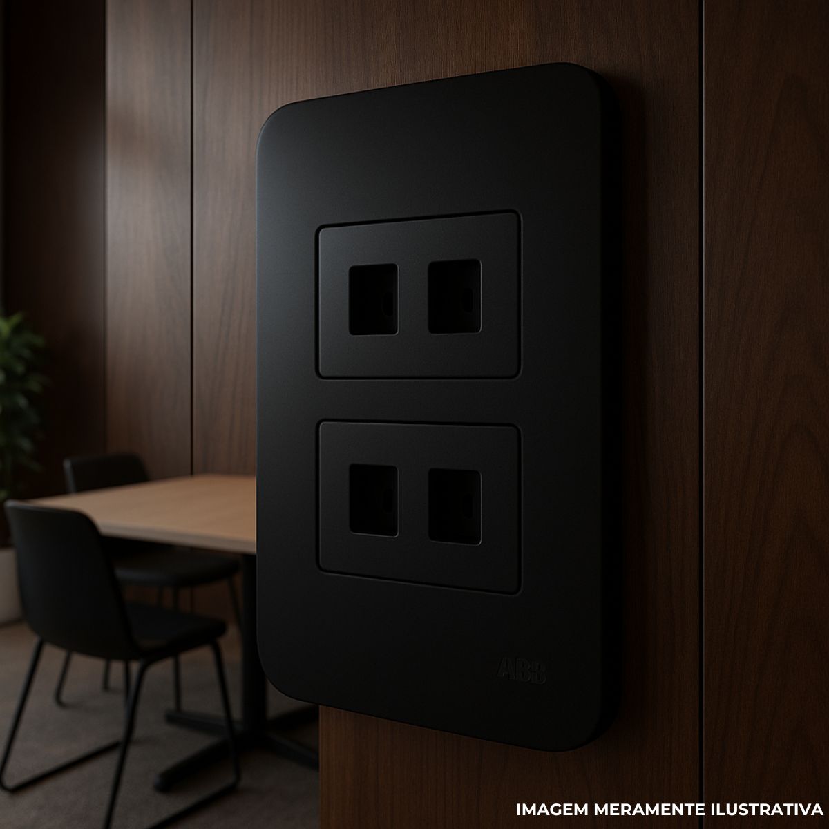 Placa Acabamento 4X2 2 Postos Horizontal Preto Origen - Abb