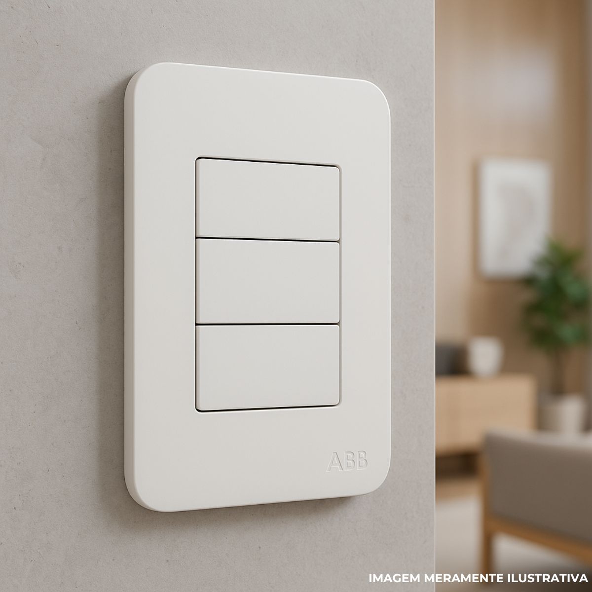 Placa Acabamento 4X2 3 Postos Branco Origen - Abb