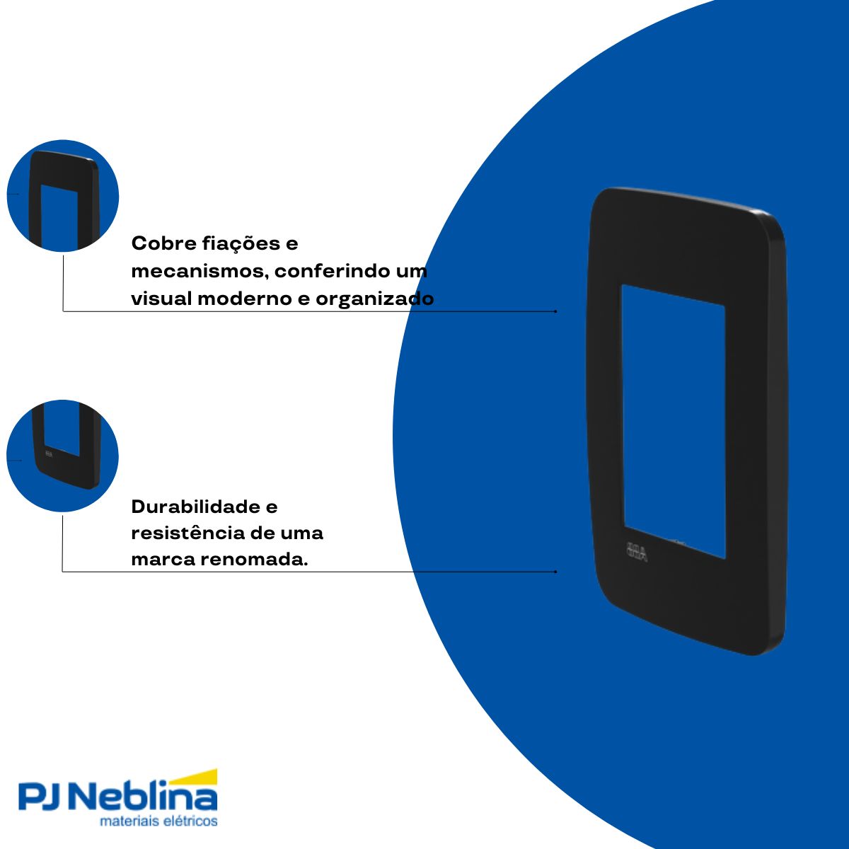 Placa Acabamento 4X2 3 Postos Preto Origen - Abb