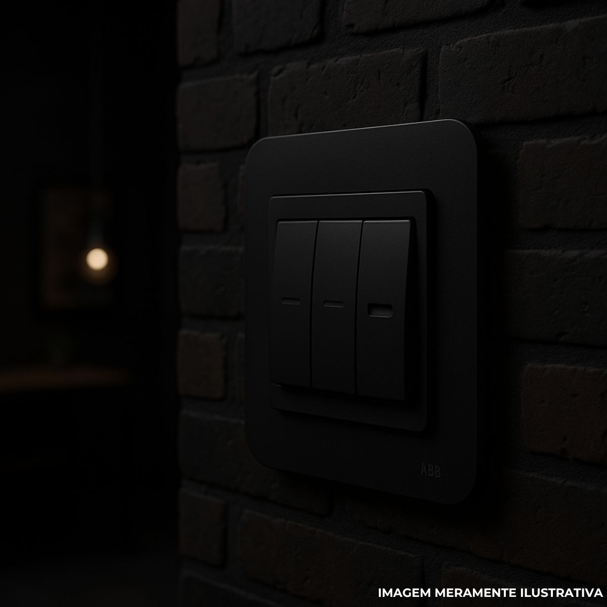 Placa Acabamento 4X2 3 Postos Preto Origen - Abb