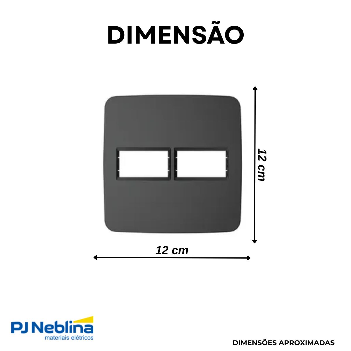 Placa Acabamento 4X4 2 Postos Horizontal Preto Origen - Abb