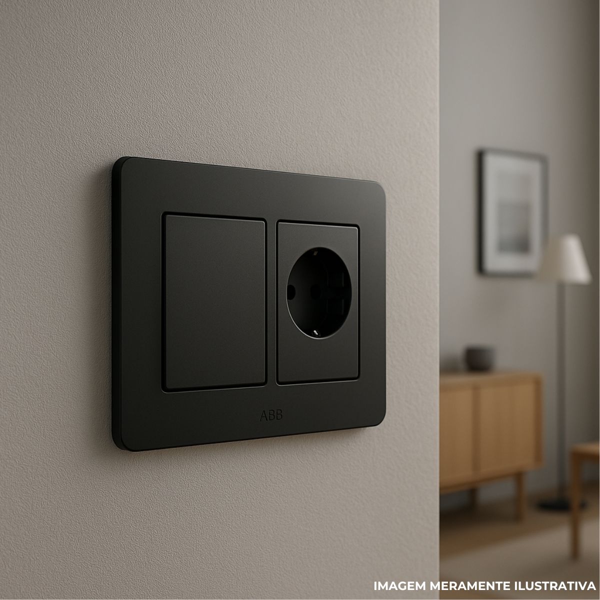 Placa Acabamento 4X4 2 Postos Horizontal Preto Origen - Abb