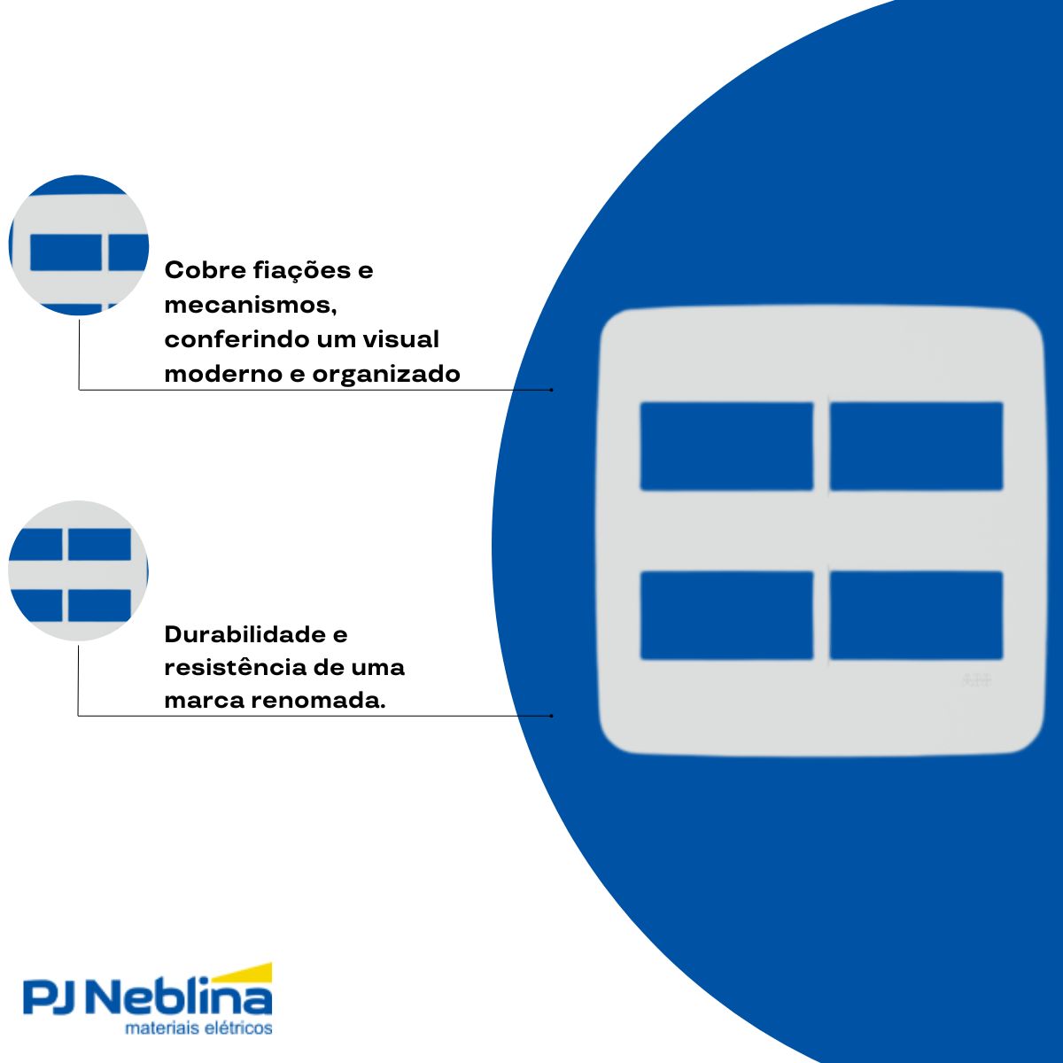 Placa Acabamento 4X4 4 Postos Separados Branco Origen - Abb