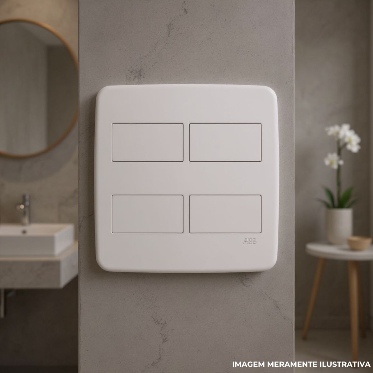Placa Acabamento 4X4 4 Postos Separados Branco Origen - Abb