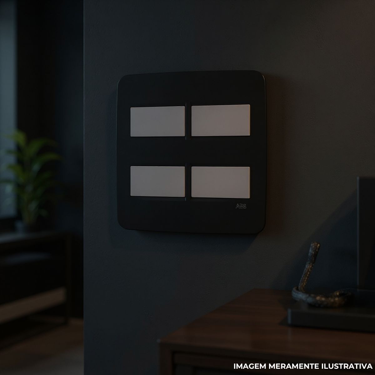 Placa Acabamento 4X4 4 Postos Separados Preto Origen - Abb