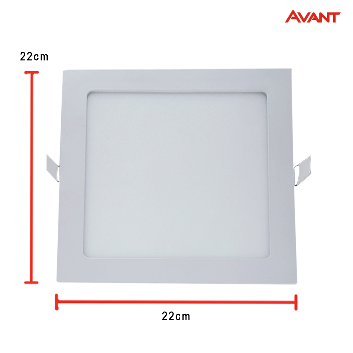 Luminária Painel Led Embutir Quadrado Branco 18W Bivolt 3000K Luz Amarela 1260Lm Difusor Policarbonato Avant