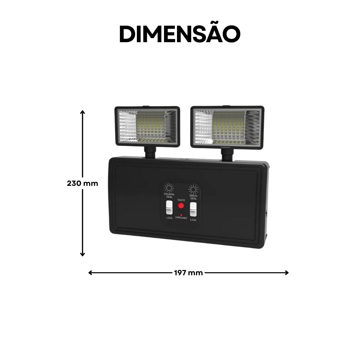 Luminária Emergência Led 2 Faróis Sobrepor 5W Bivolt 6000K Branco Frio 600Lm 4H Ip20 Preto - Avant