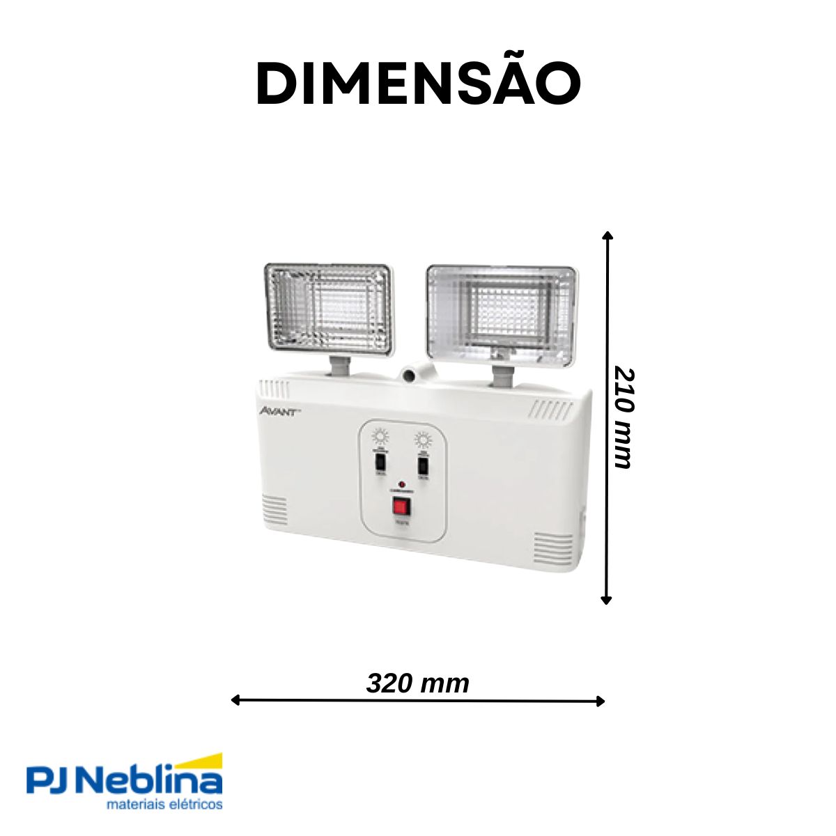 Luminária Emergência Led 2 Faróis Sobrepor 12W Bivolt 6000K Branco Frio 2200Lm 4H Ip20 - Avant