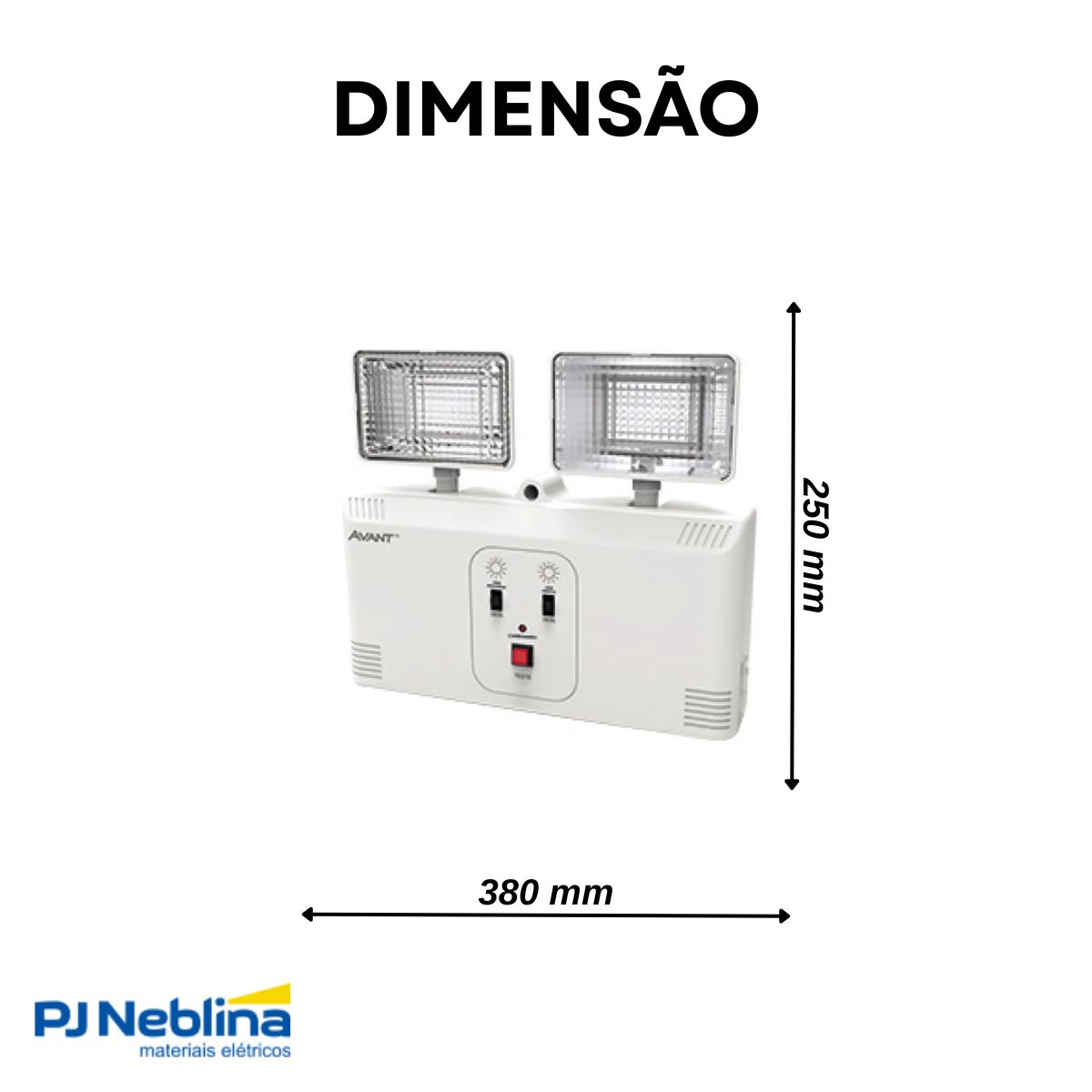 Luminária Emergência Led 2 Faróis Sobrepor 18W Bivolt 6000K Branco Frio 3000Lm 4H Ip20 - Avant