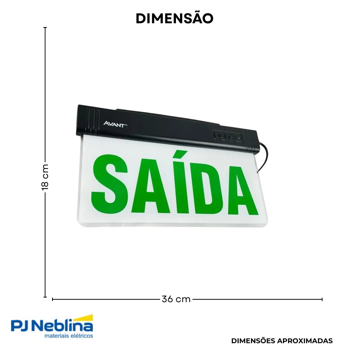 Luminária Emergência Led Balizam Sobrepor Saída 1W Bivolt Vd 30Lm 4H Ip20 Preto - Avant