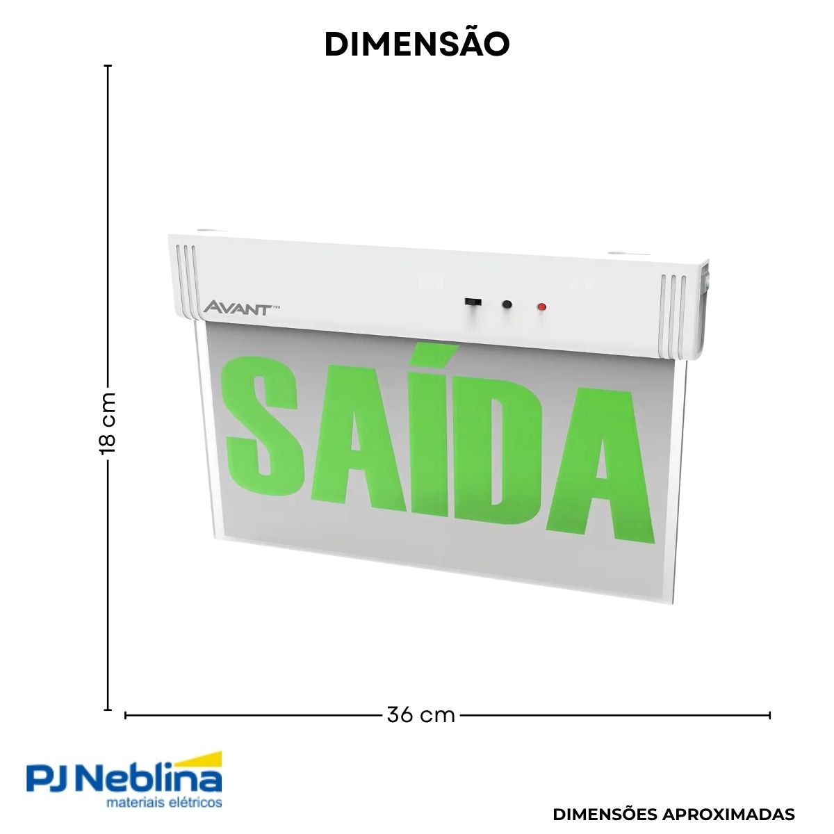 Luminária Emergência Led Balizam Sobrepor Saída 1W Bivolt Vd 40Lm 4H Ip20 - Avant