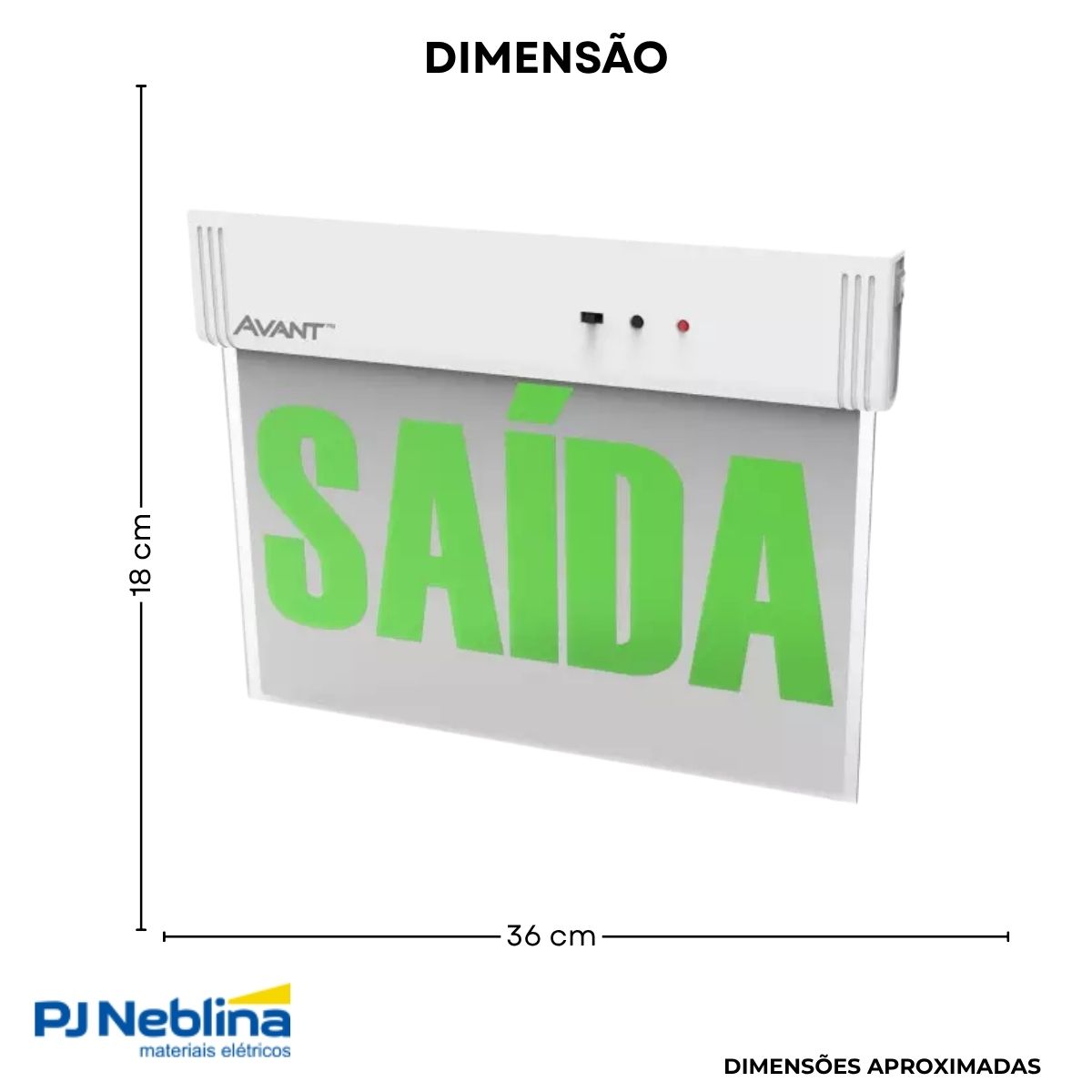 Luminária Emergência Led Balizam Sobrepor Saída 1W Bivolt Vd 30Lm 4H Ip20 - Avant