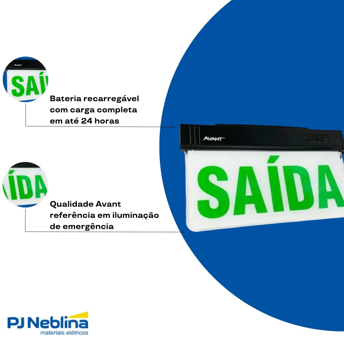 Luminária Emergência Led Balizam Sobrepor Saída 1W Bivolt Vd 30Lm 4H Ip20 Preto - Avant