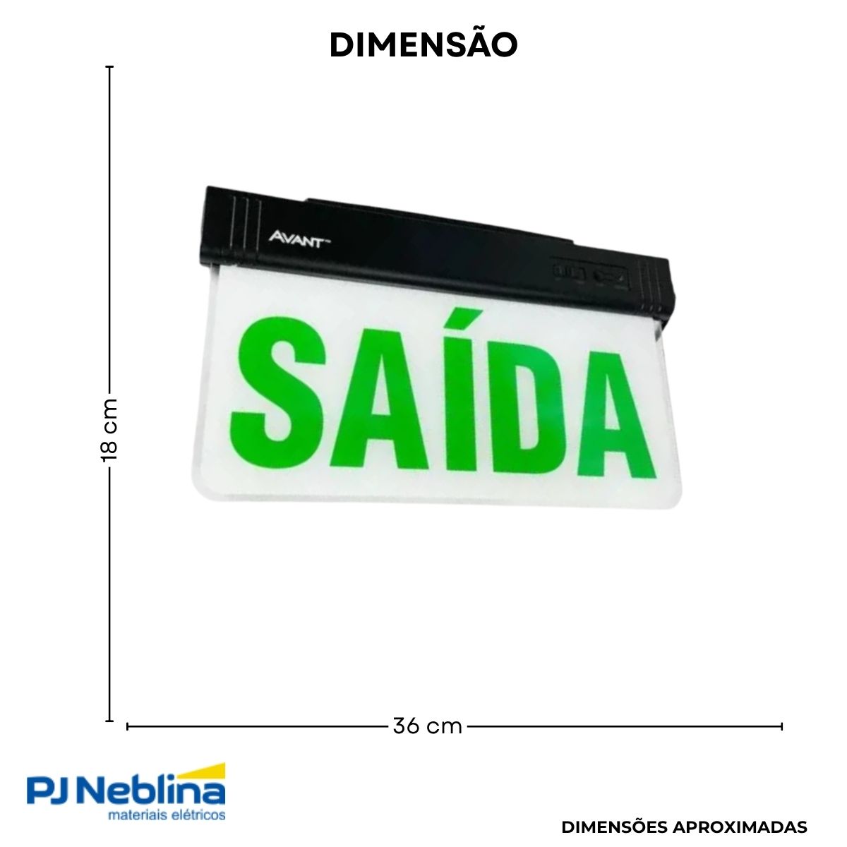 Luminária Emergência Led Balizam Sobrepor Saída 1W Bivolt Vd 30Lm 4H Ip20 Preto - Avant