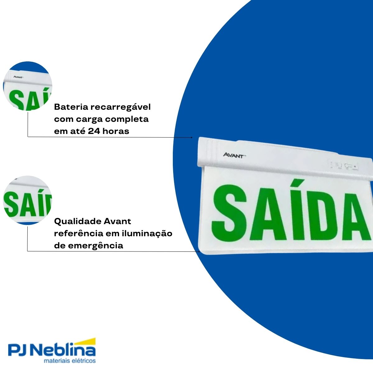 Luminária Emergência Led Balizam Sobrepor Saída 1W Bivolt Vd 40Lm 4H Ip20 - Avant