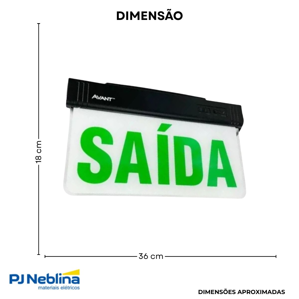 Luminária Emergência Led Balizam Sobrepor Saída 1W Bivolt Vd 40Lm 4H Ip20 Preto - Avant