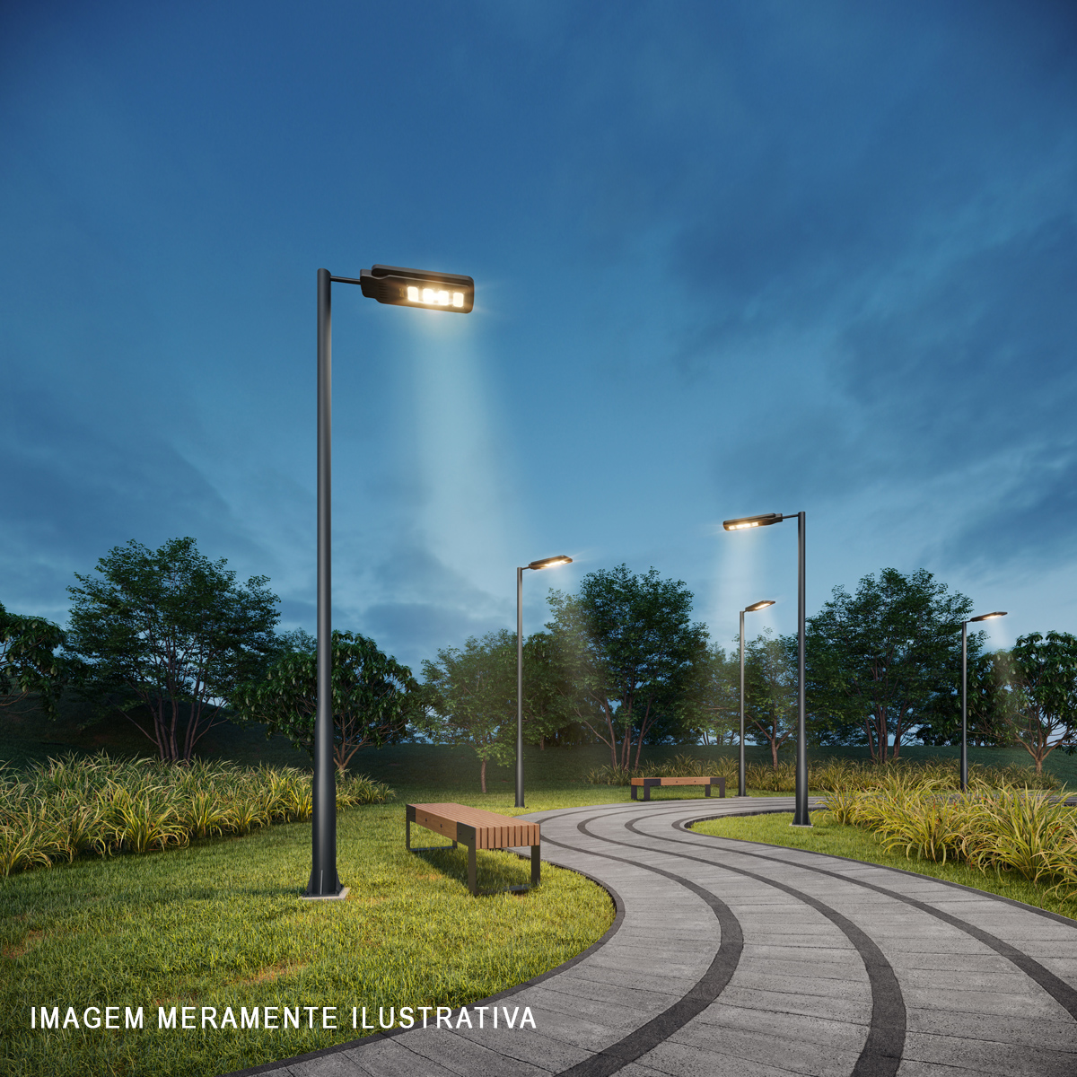 Luminária Pública Solare Led Preto 60W 6500K Luz Branca 900Lm Difusor Plástico Ip65 Com Controle Remoto Avant