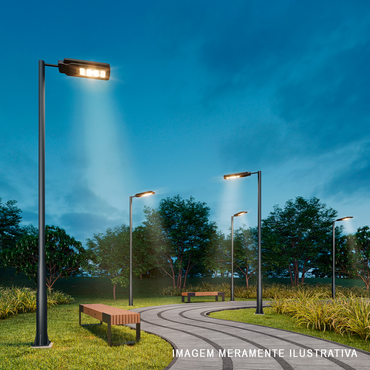 Luminária Pública Led Cinza 100W Bivolt 6500K Luz Branca 12000Lm Difusor Policarbonato Ip66 Avant