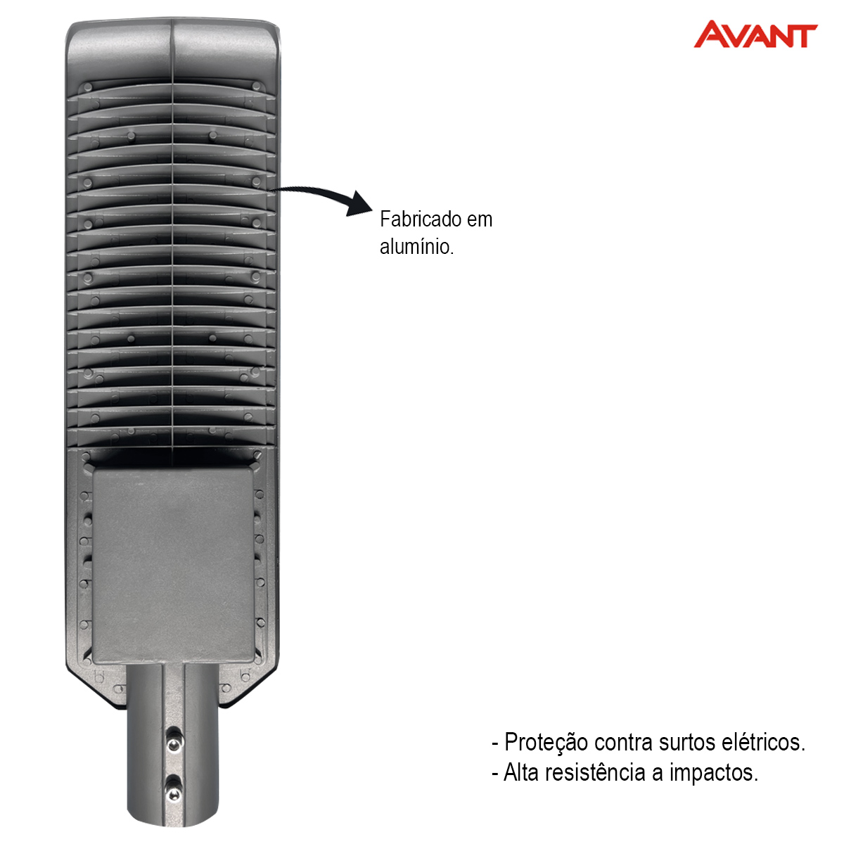 Luminária Pública Led Cinza 150W Bivolt 6500K Luz Branca 18000Lm Difusor Policarbonato Ip66 Detroit Avant