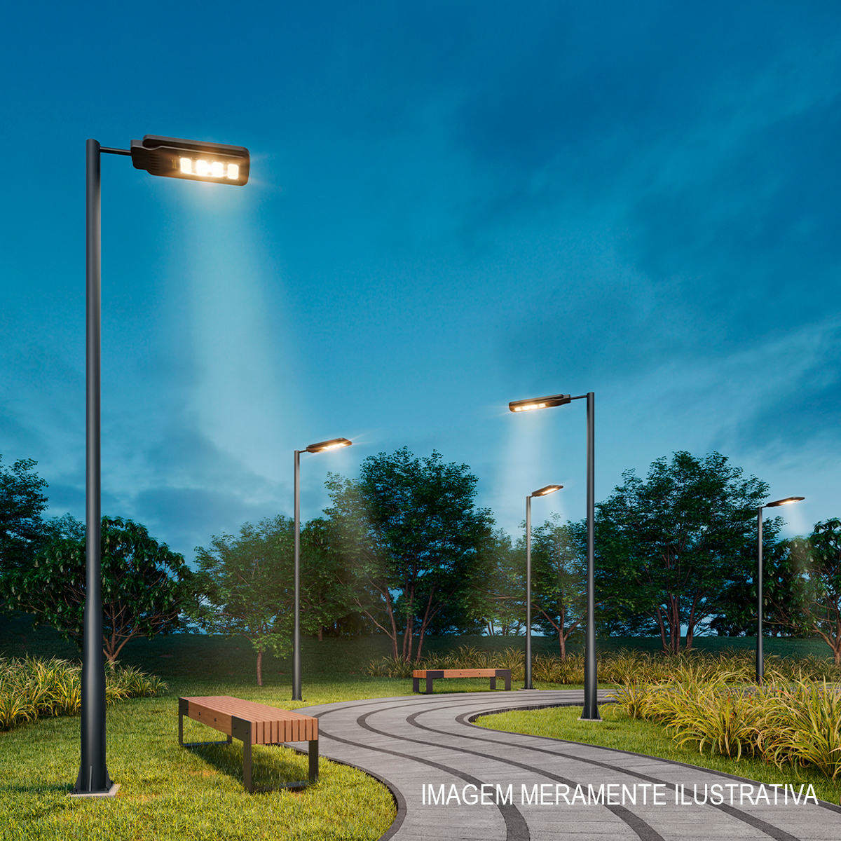 Luminária Pública Led Cinza 150W Bivolt 6500K Luz Branca 18000Lm Difusor Policarbonato Ip66 Detroit Avant