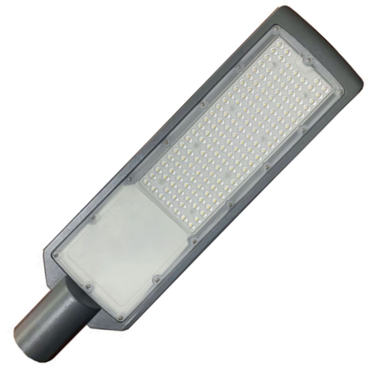 Luminária Pública Led Cinza 200W Bivolt 6500K Luz Branca 24000Lm Difusor Policarbonato Com Tomada 3 Polos Ip66 Avant