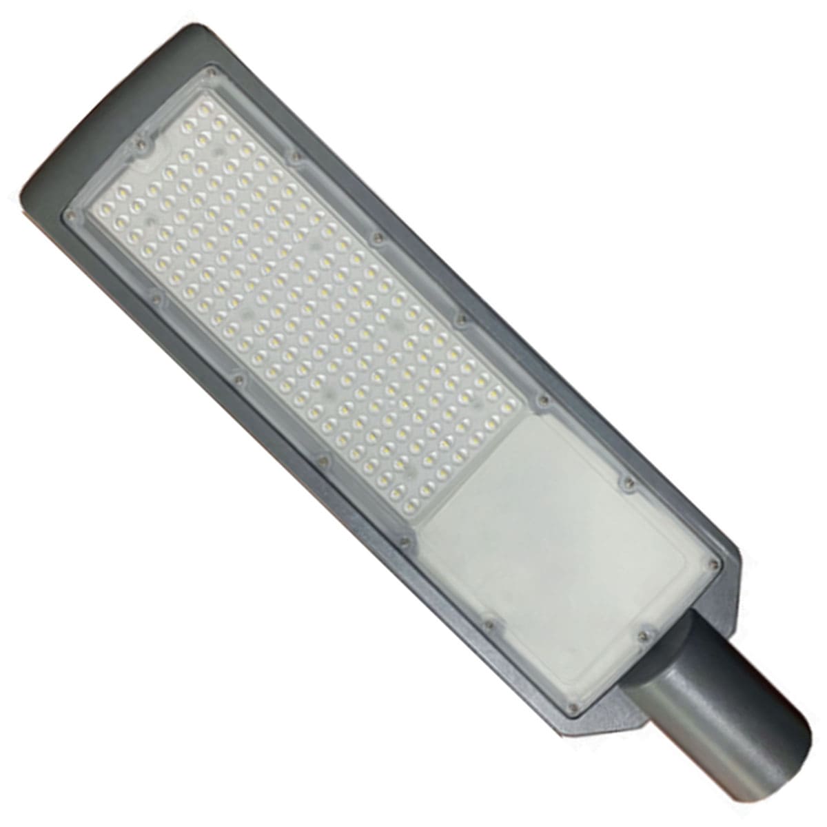 Luminária Pública Led Cinza 200W Bivolt 6500K Luz Branca 24000Lm Difusor Policarbonato Com Tomada 3 Polos Ip66 Avant