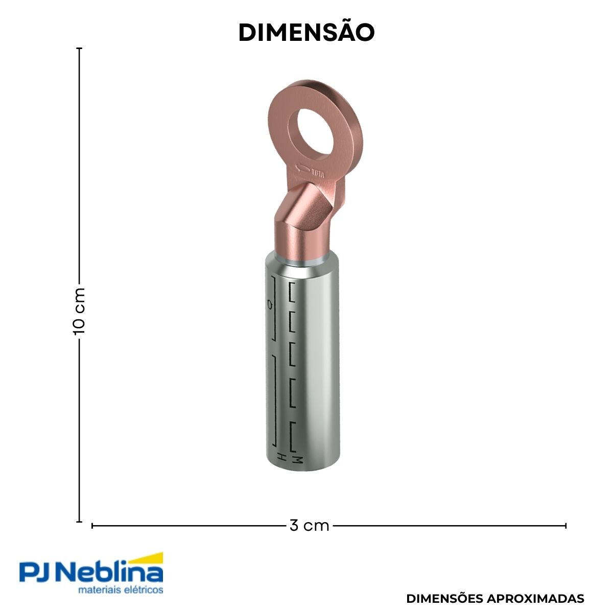 Terminal Compressao Bimetalico 120mm 3 Compr 1 Furo F=16,5mm
