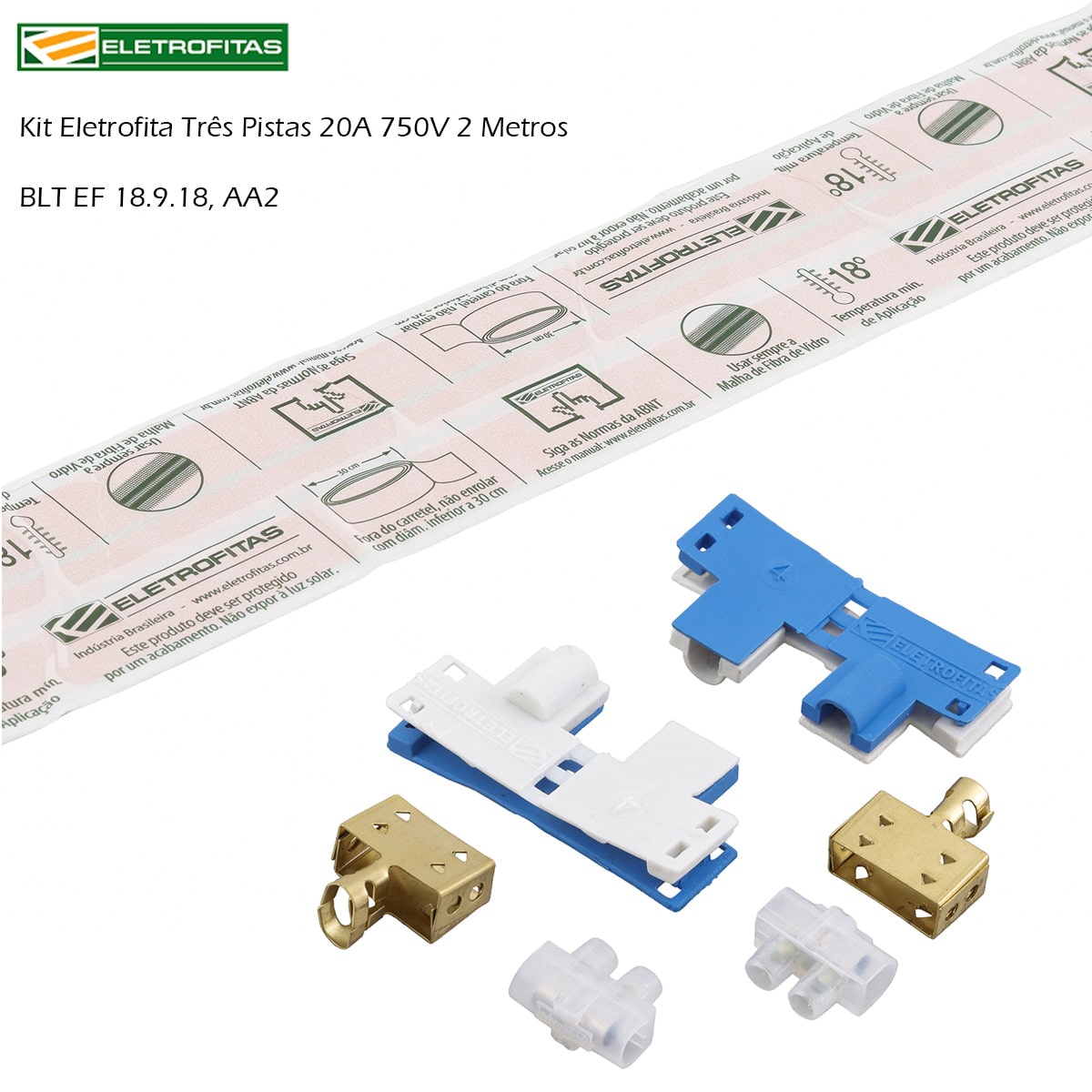 Kit Eletrofita Três Pistas 20A 750V 2 Metros - Eletrofitas