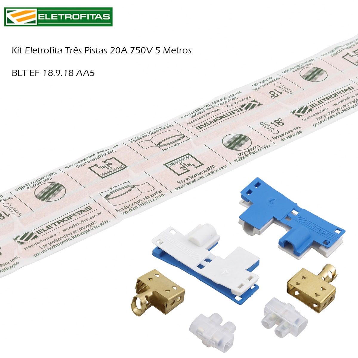 Kit Eletrofita Três Pistas 20A 750V 5 Metros - Eletrofitas