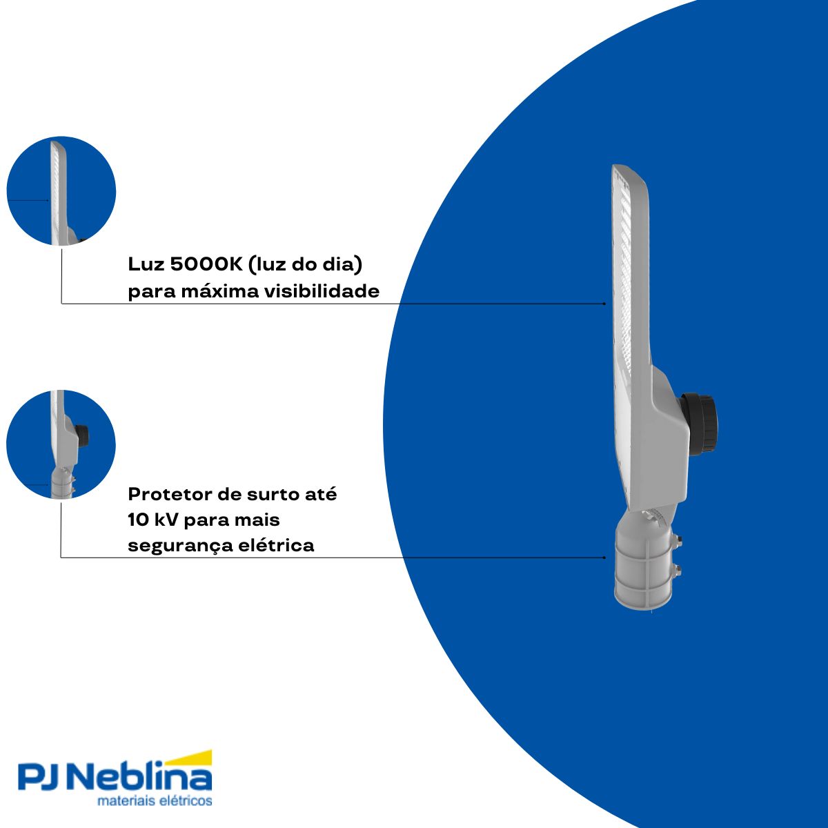 Luminária Publica Led Cinza 100W Bivolt 5000K Luz Do Dia 13500Lm Difusor Policarbonato C/Protetor Surto 10Kv Ip66 - Ledvance