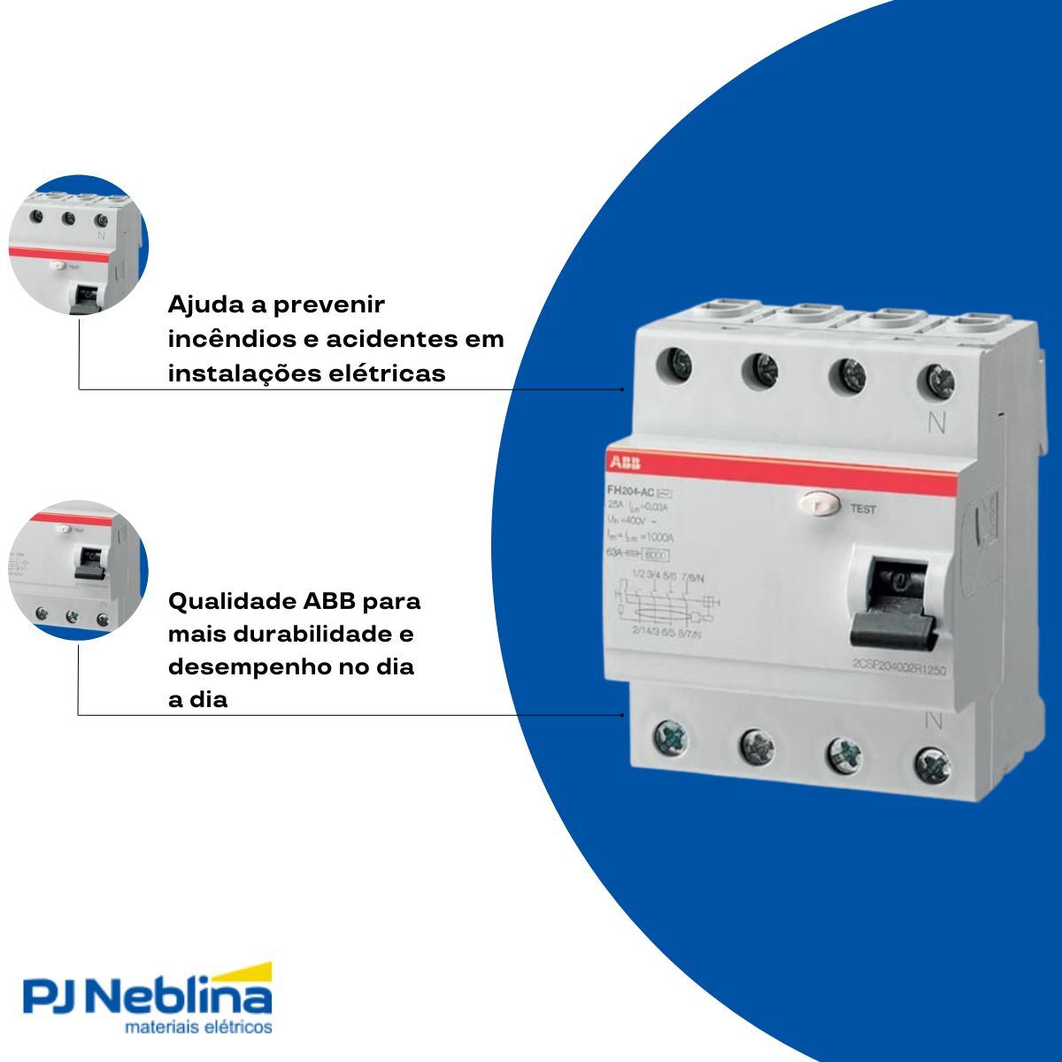 Interruptor Diferencial Residual 4P 25A 30Ma 10Ka 400V 50Hz Tipo Ac - Abb
