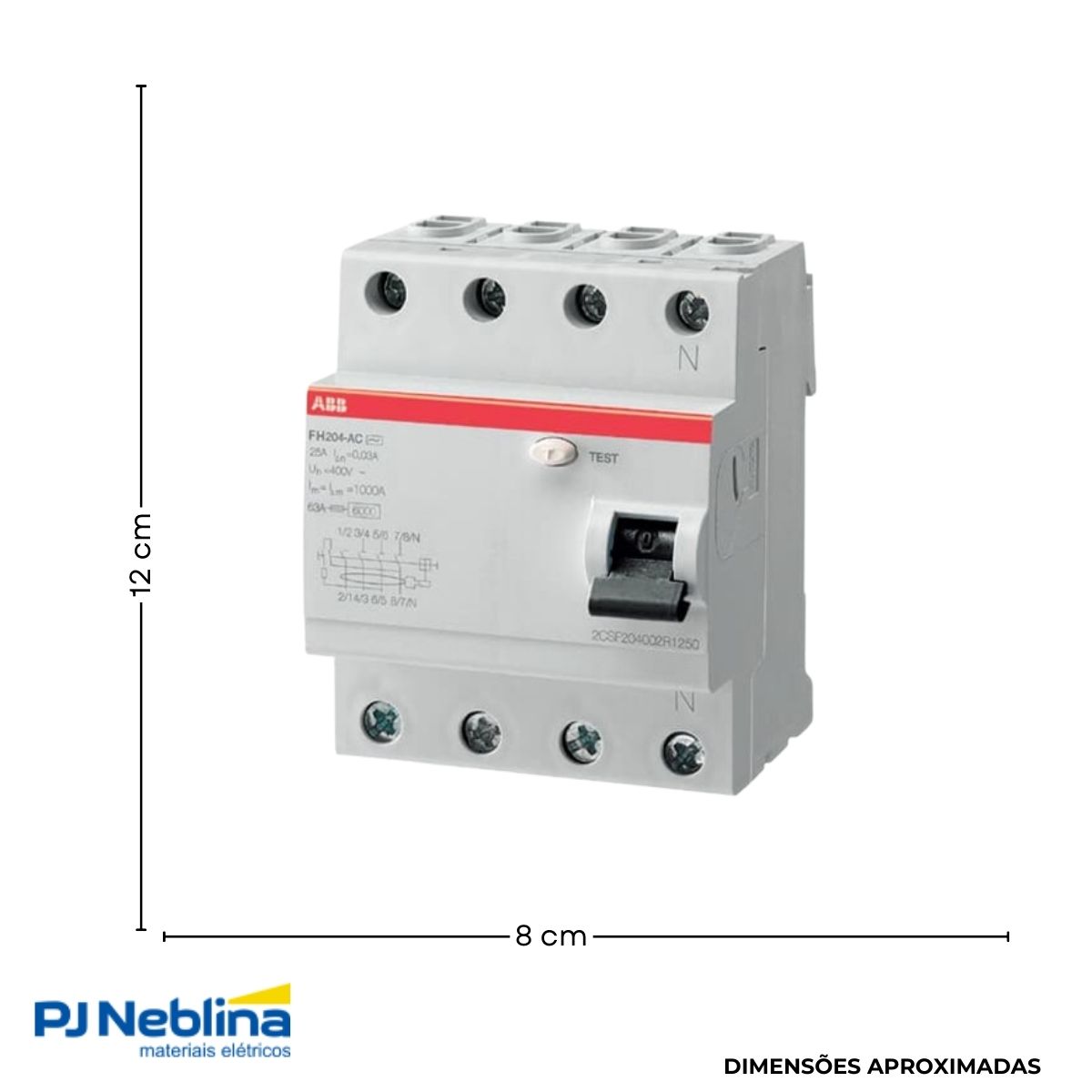 Interruptor Diferencial Residual 4P 25A 30Ma 10Ka 400V 50Hz Tipo Ac - Abb