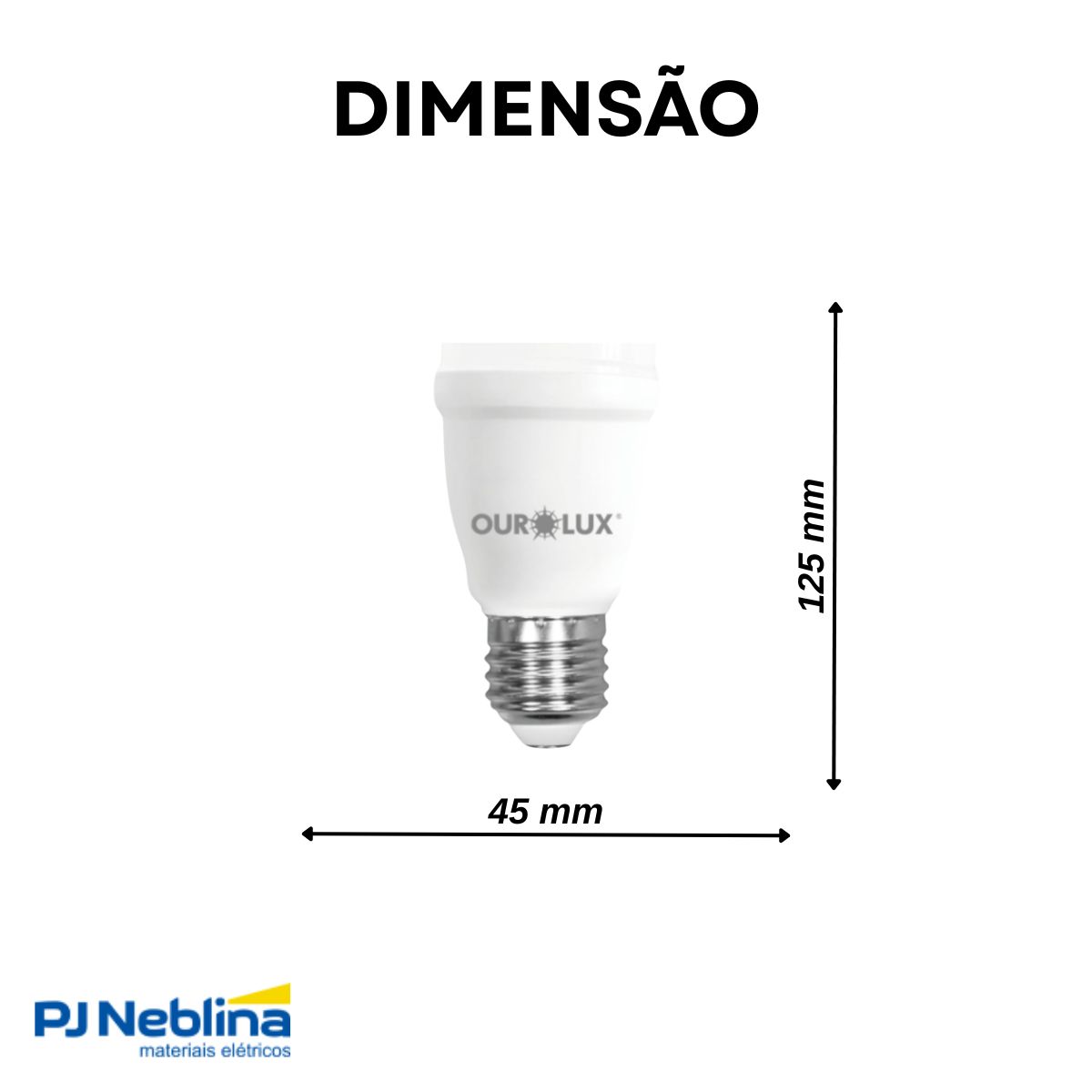 Lâmpada Led Bulbo T45 9W Bivolt E27 6500K Branco Frio Luz Branca 1600Lm - Ourolux
