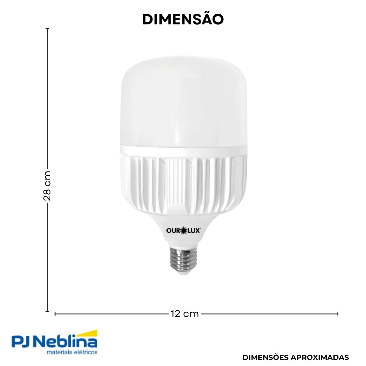 Lâmpada Led Bulbo Alta Potencia T 150W Bivolt E40 6500K Branco Frio Luz Branca 12000Lm - Ourolux
