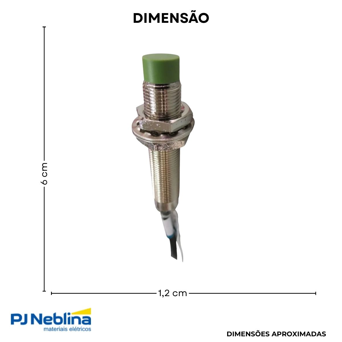 Sensor Indutivo Cilíndrico Roscado Sn=4Mm M12X1,00Mm Latão Niquelado 4 Fios 10-36Vcc Cabo 2M Pnp 1Na+1Nf 1 Led - Metaltex